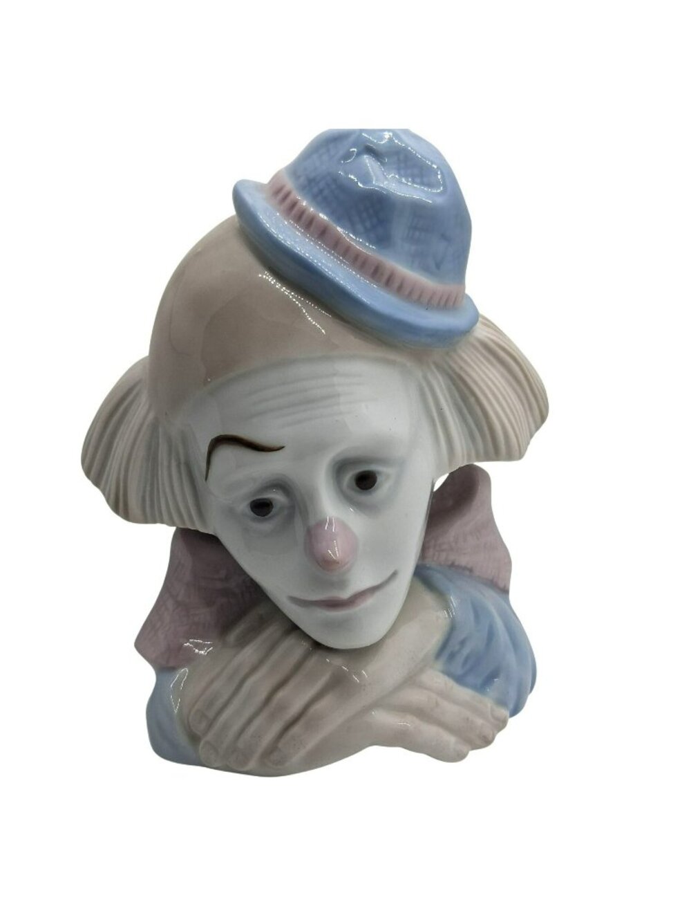 Vintage Paul Sebastian Porcelain Feelings Sad Clown Figurine Bust Pastel Colors